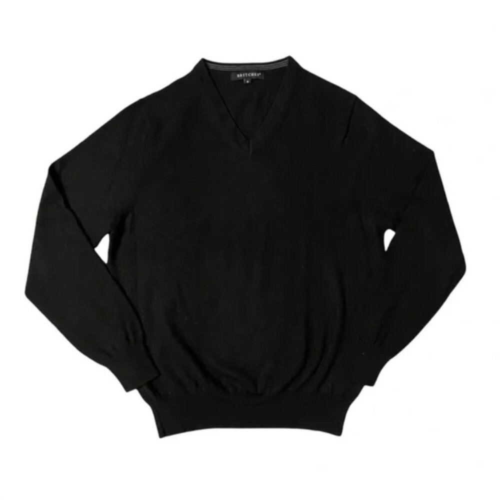 BRITCHES Men’s Black Lightweight V-Neck Long Sleeve Sweater